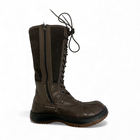 ATELIER NOIR BROWN SHEARLING & LEATHER LACE UP BOOTS - Picture 11 of 16